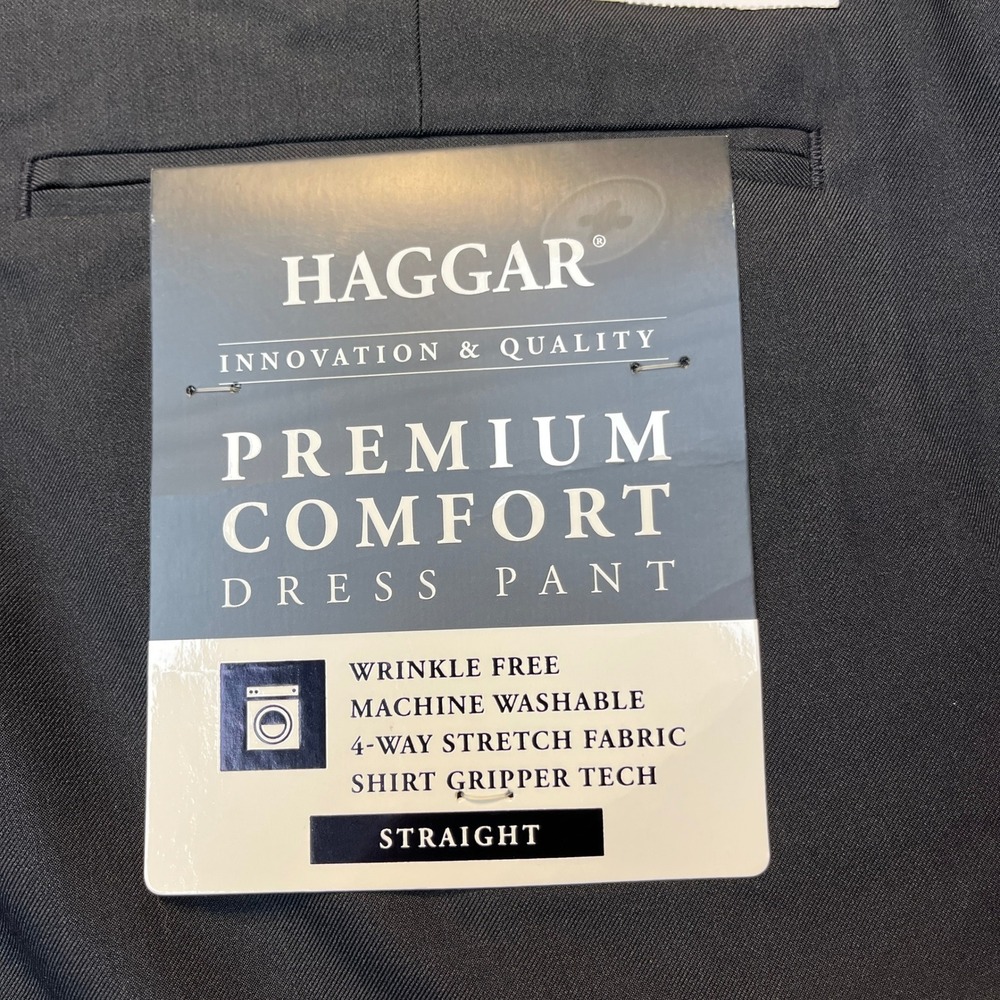 Haggar Premium Comfort Dress Pants Mens 44x29 Charcoal Gray Straight Fit Stretch - Picture 13 of 16